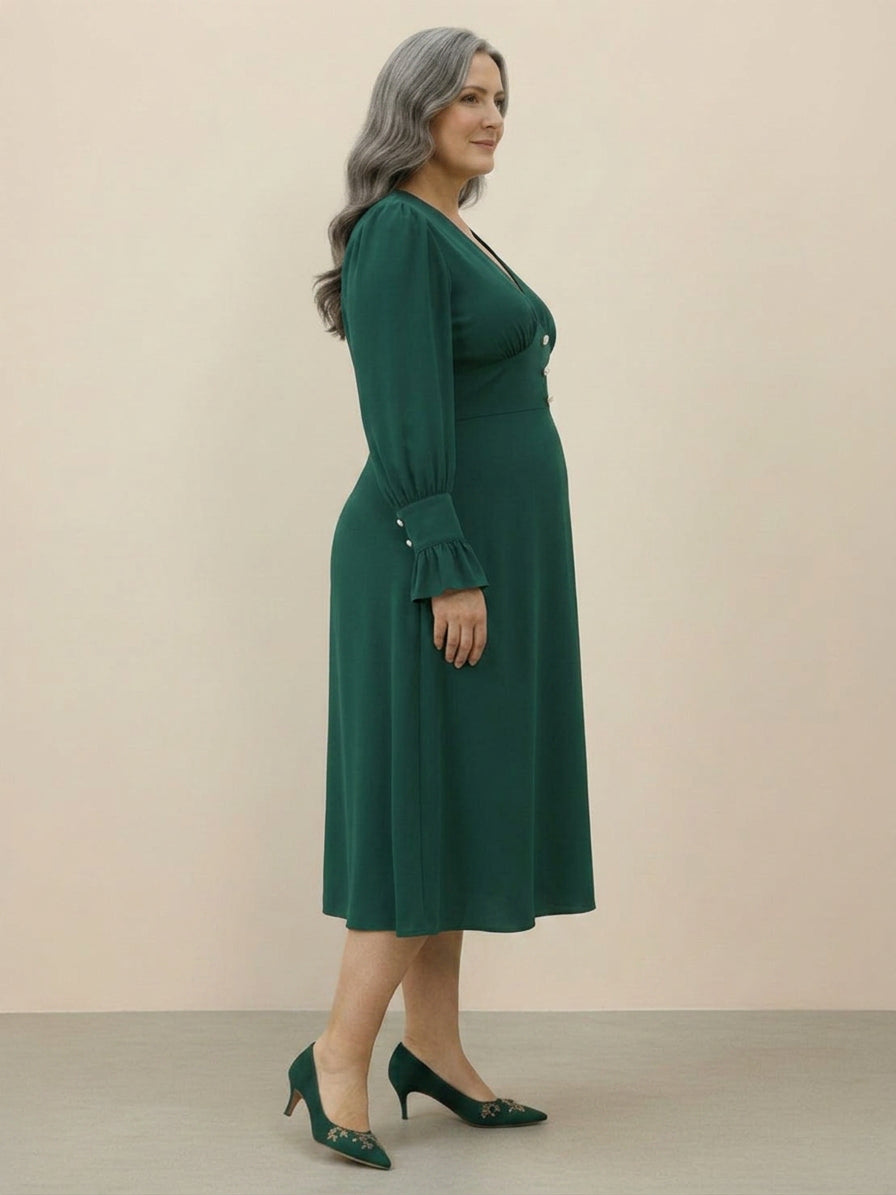 Bellamy - Slimming V-Neck Midi Dress