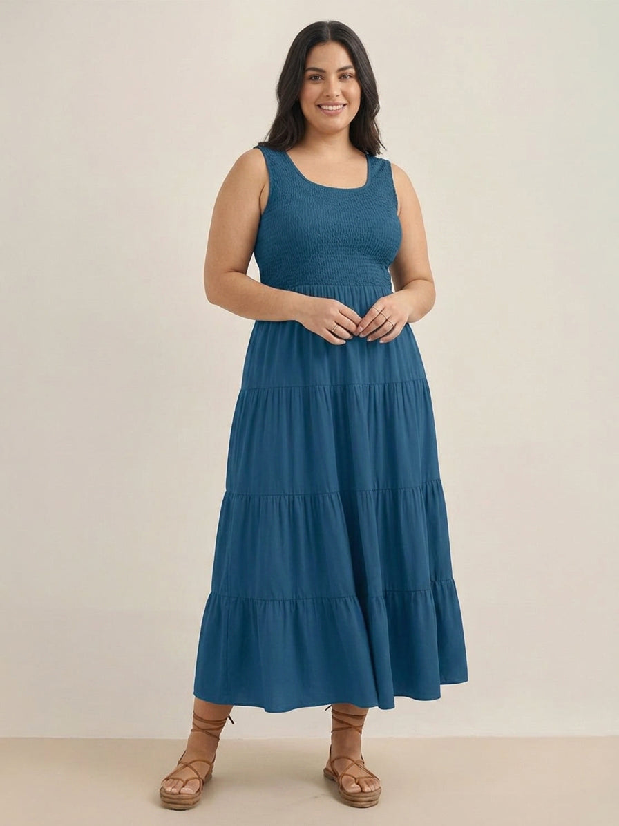 Cassia - Smocked Sleeveless Maxi Dress