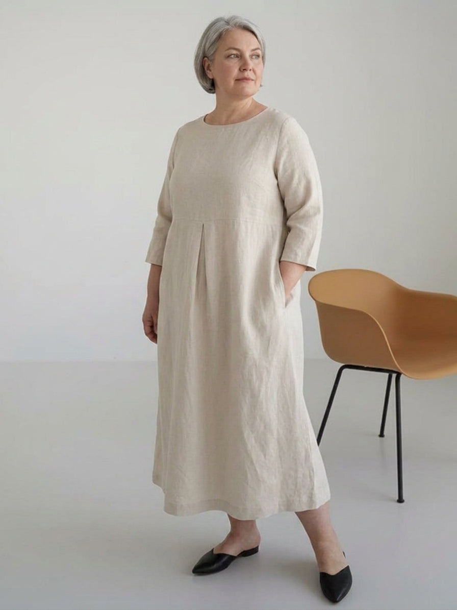 Iona - Cotton-Linen Waist Dress