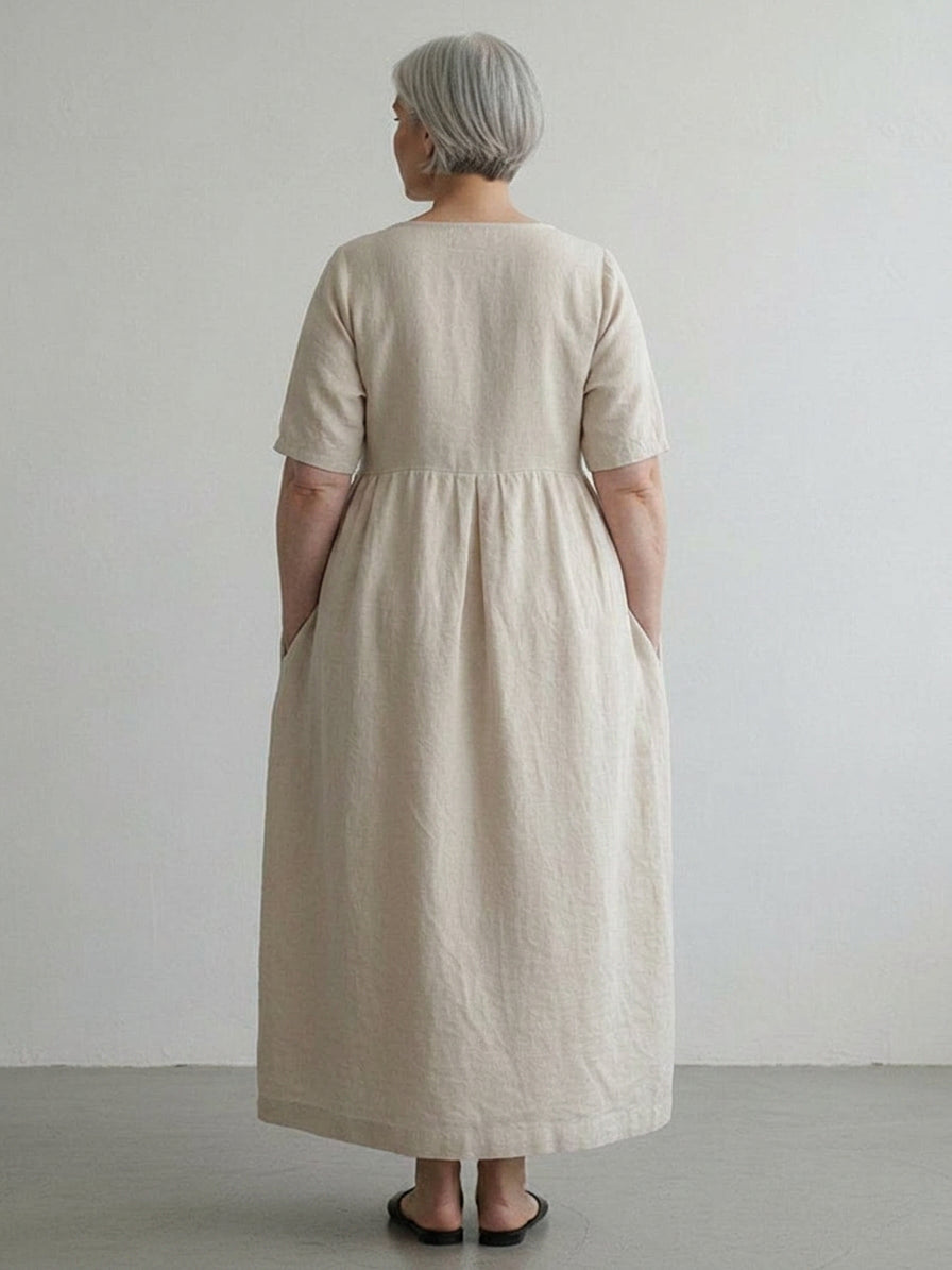 Iona - Cotton-Linen Waist Dress
