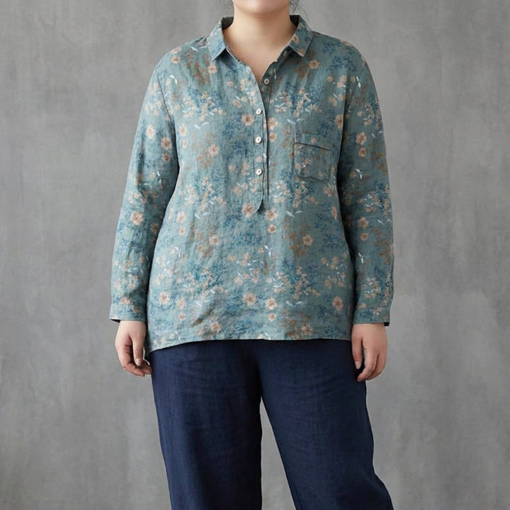 Saskia | Elegant Linen Summer Blouse