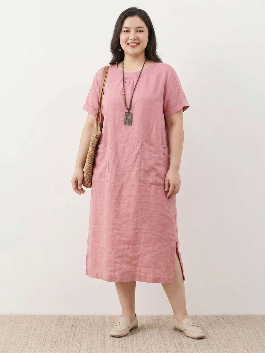 Saskia  - Linen Midi Dress