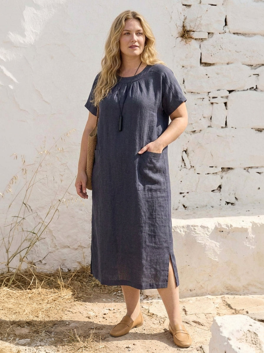 Saskia  - Linen Midi Dress