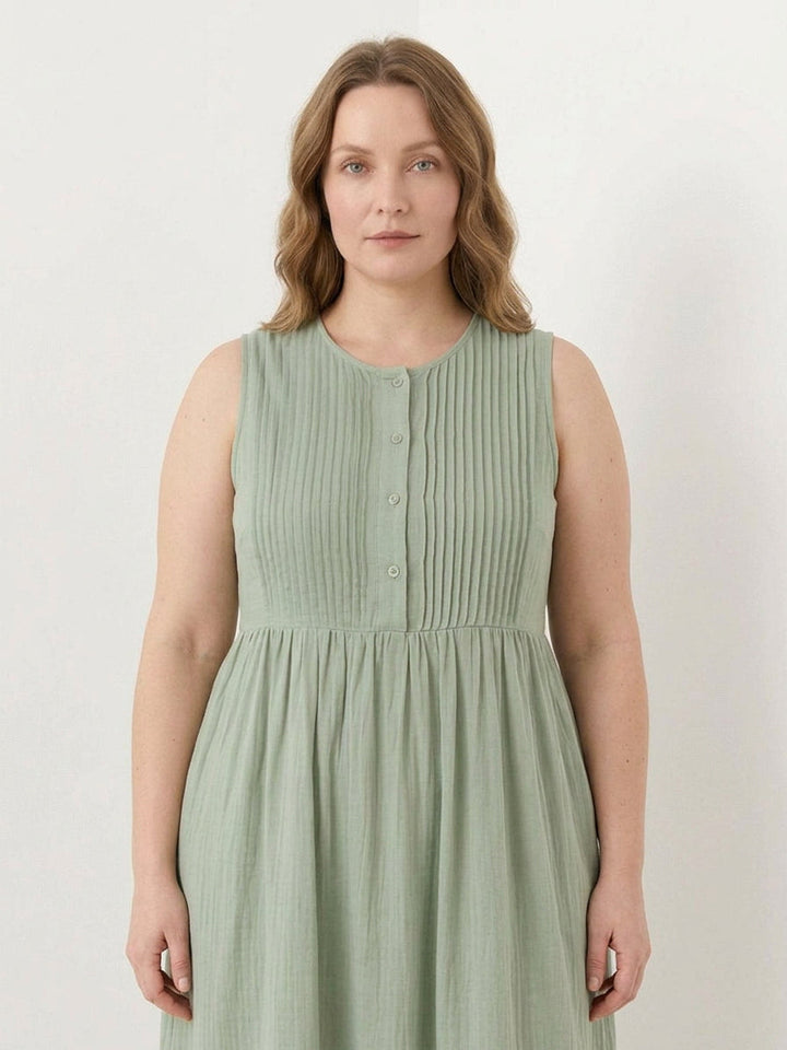 Olwen - Cotton Linen Midi Dress