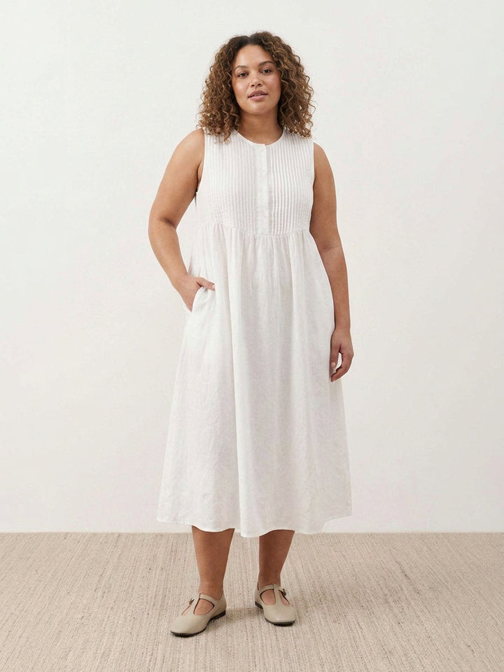 Olwen - Cotton Linen Midi Dress
