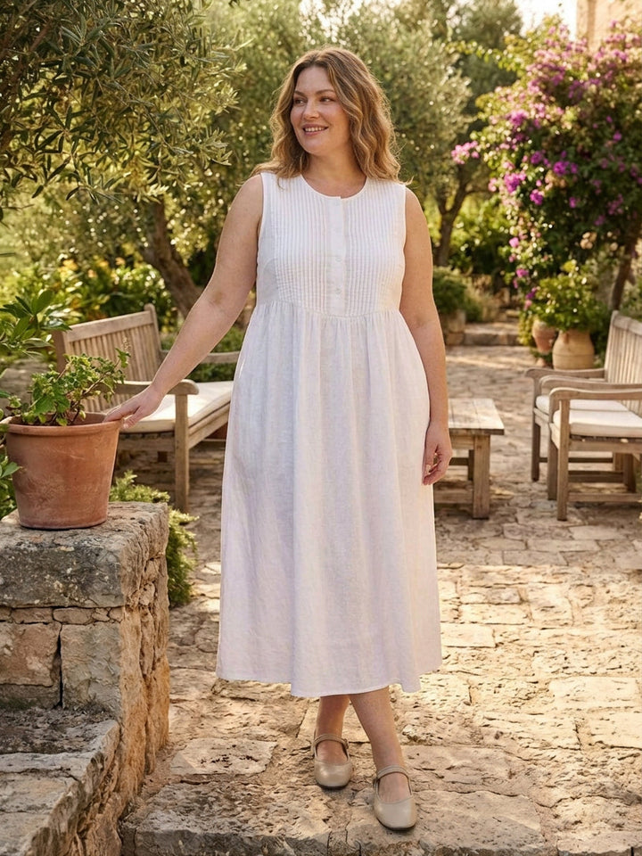 Olwen - Cotton Linen Midi Dress