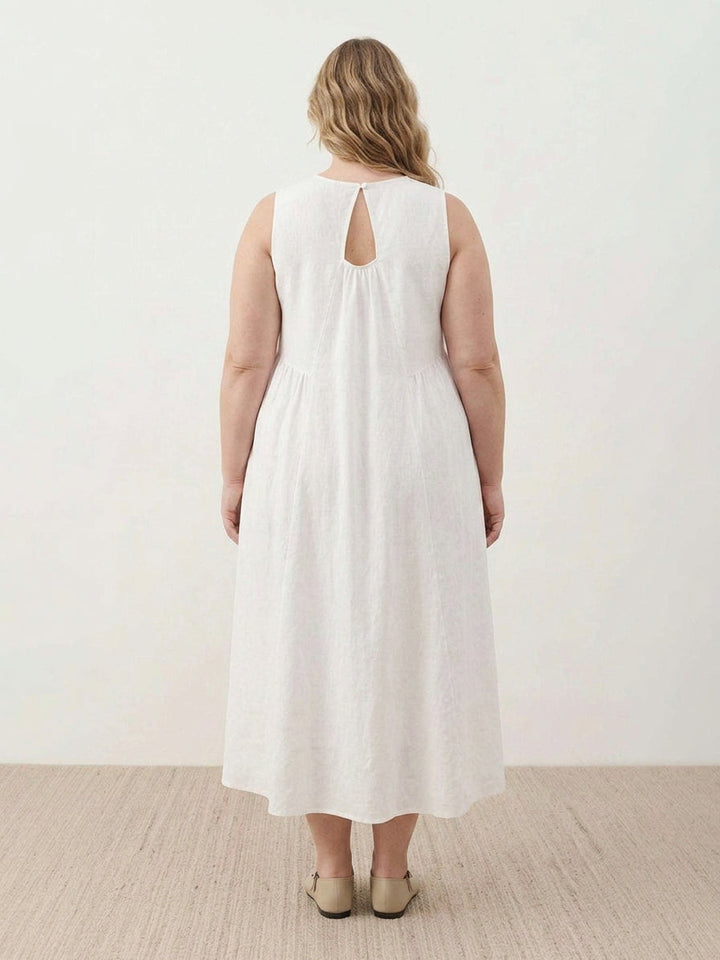 Olwen - Cotton Linen Midi Dress
