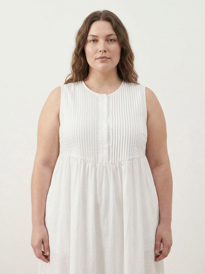Olwen - Cotton Linen Midi Dress