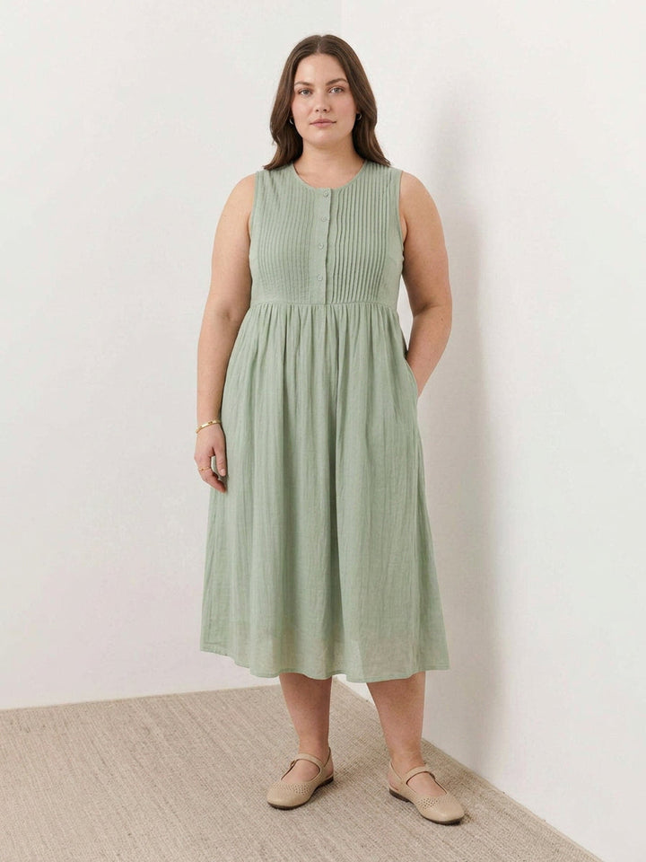Olwen - Cotton Linen Midi Dress