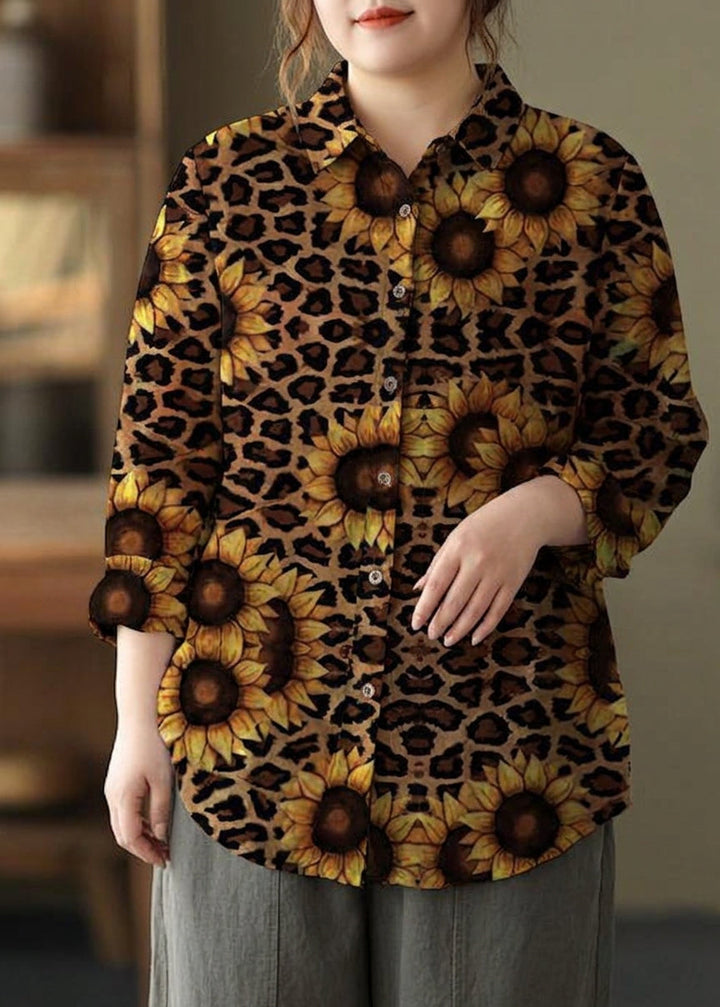 Liora -  Spring Tunic Pattern Photography Red Print Blouse