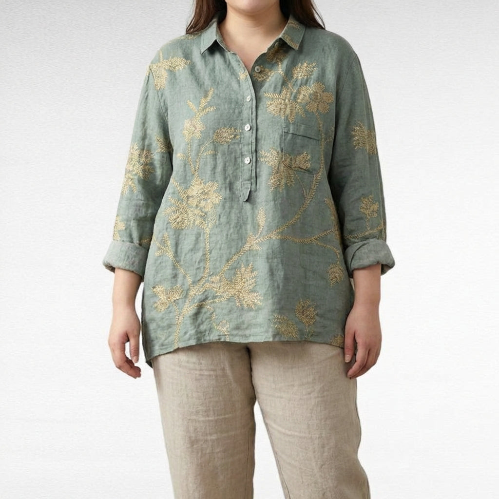Saskia | Elegant Linen Summer Blouse