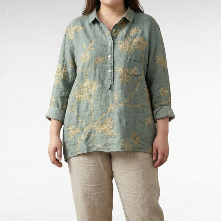 Saskia | Elegant Linen Summer Blouse