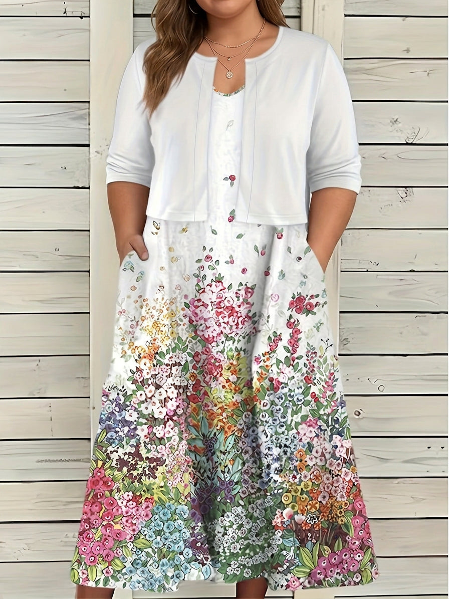 Romaine -Floral Dress Two-Piece Set
