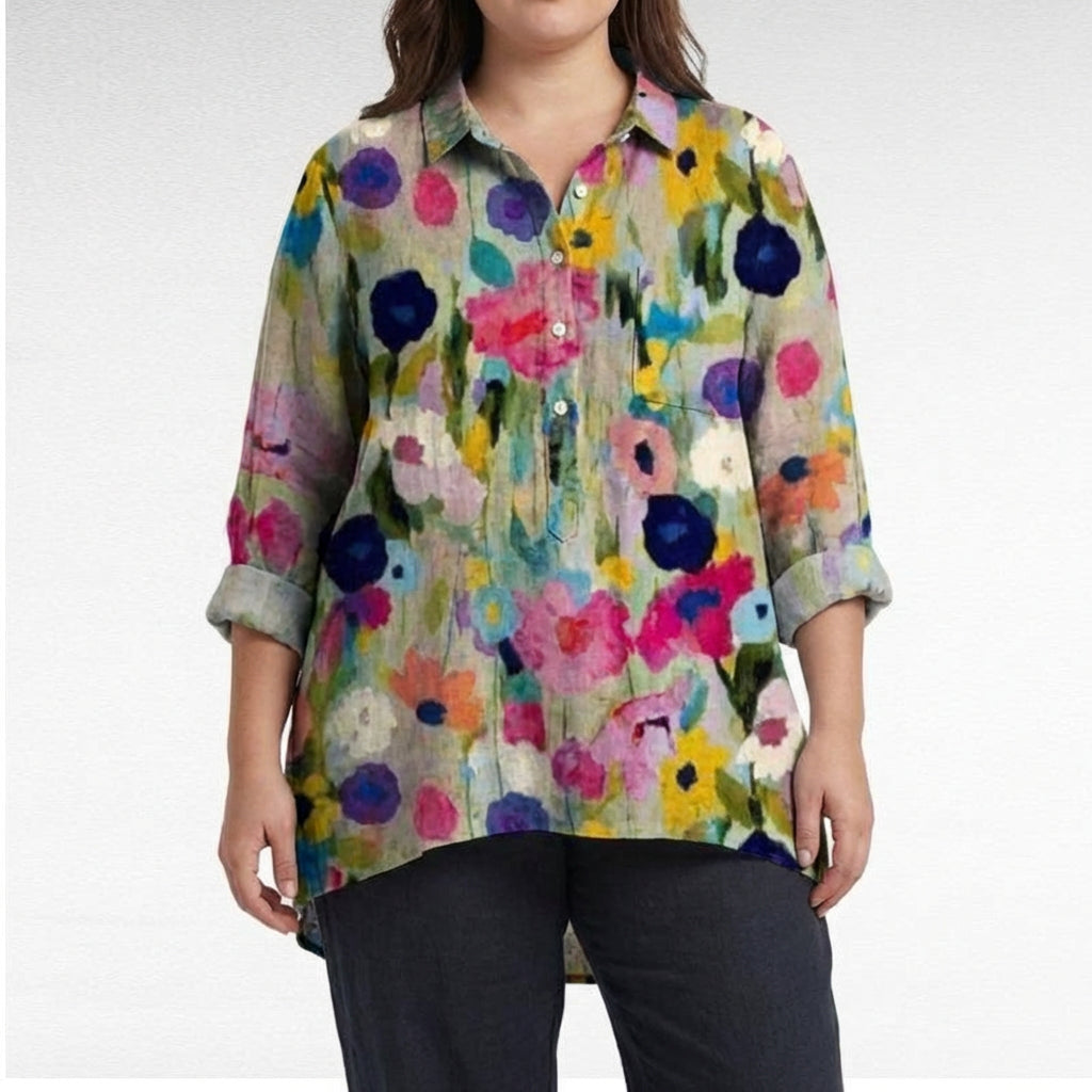 Saskia | Elegant Linen Summer Blouse