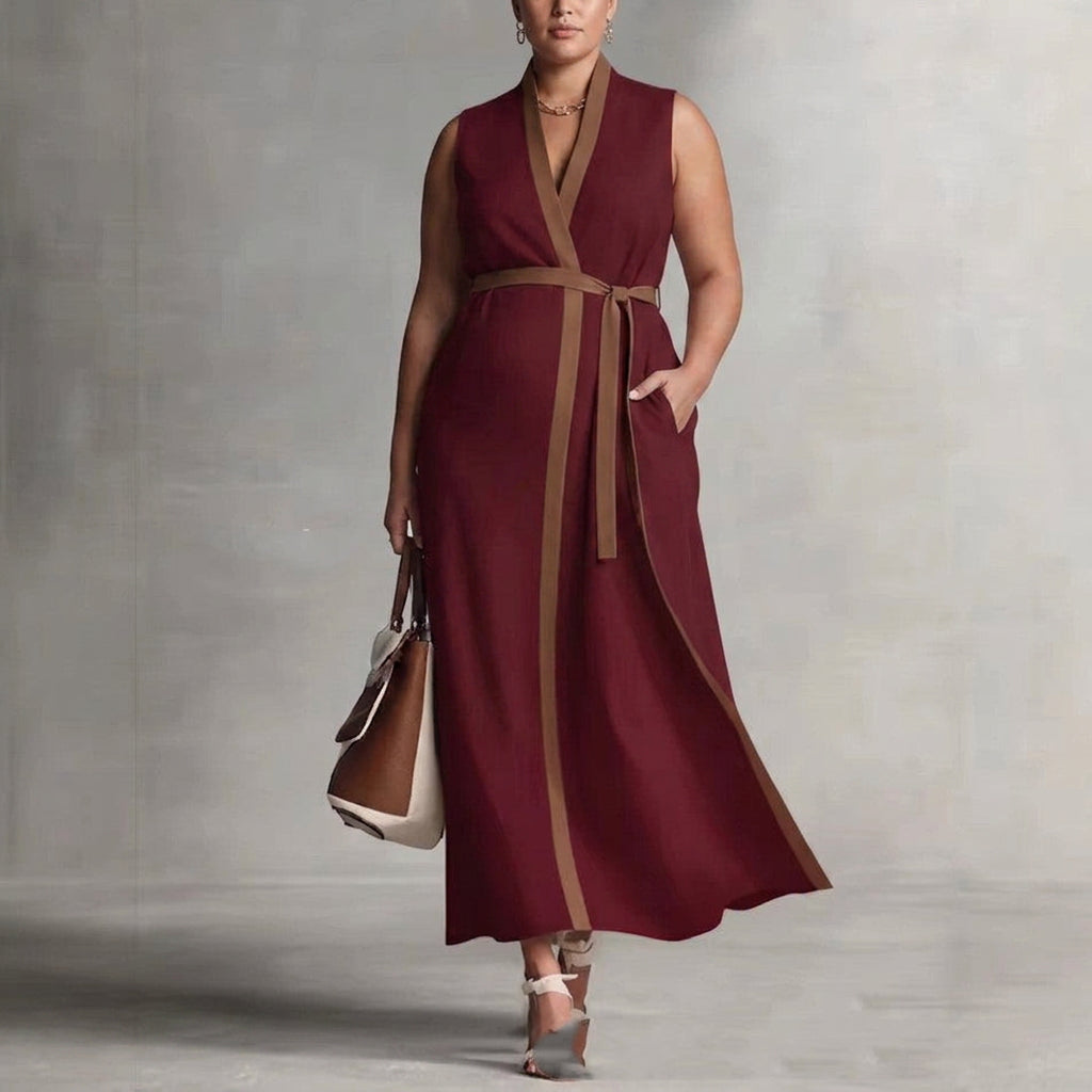 Delphine Contrast Sleeveless Dress: Effortless Office Elegance