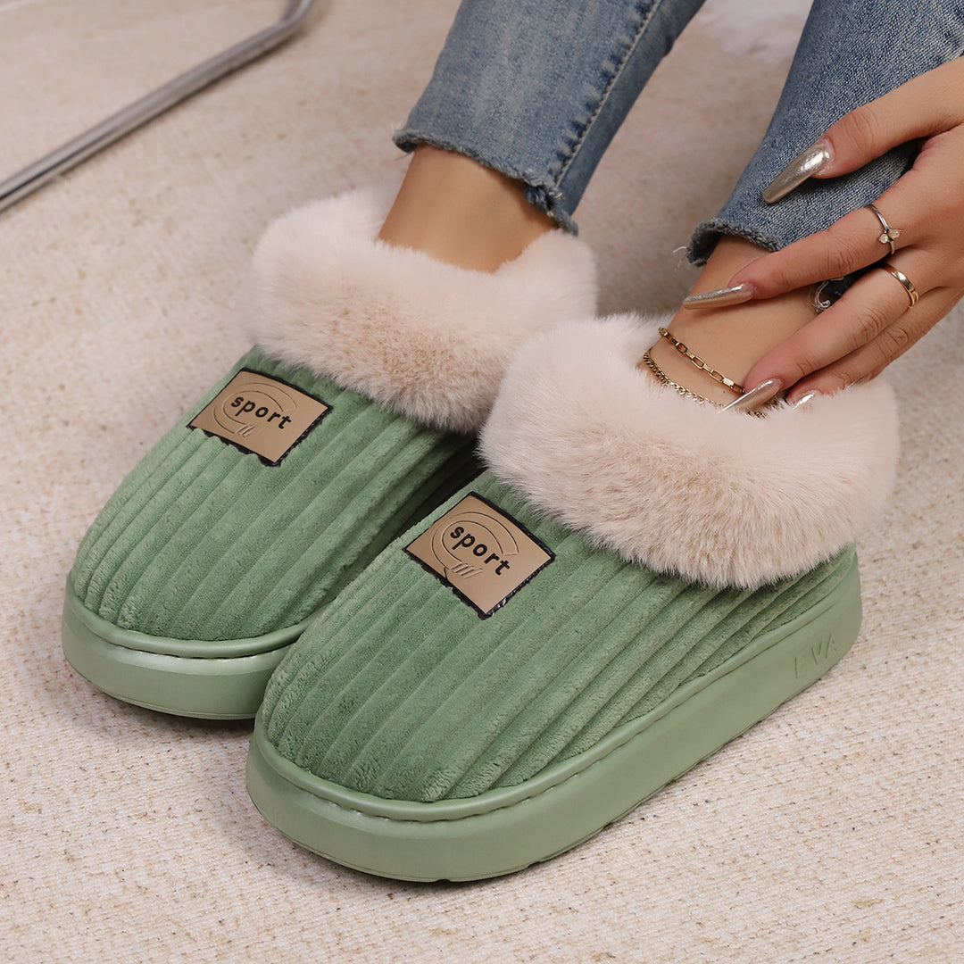 Thick-Sole Plush Slipper Booties – Warm Indoor House Shoes, EVA Sole