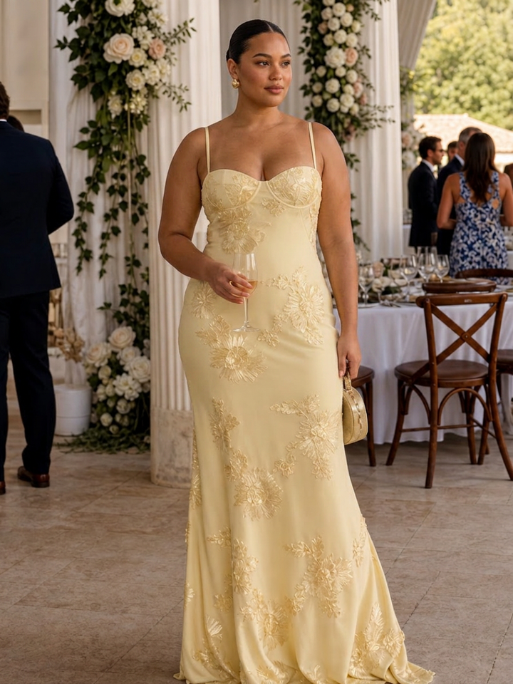 Clover | Spaghetti Strap Corset Bodice Maxi Dress