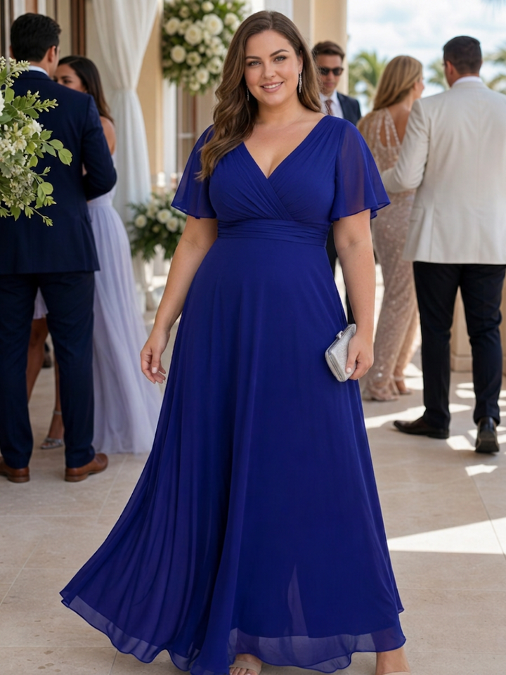 Cataleya | Short Flutter Sleeve Defined Waist Maxi Dress