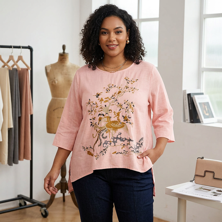 Anwen - Pure Cotton Embroidered Comfortable Top