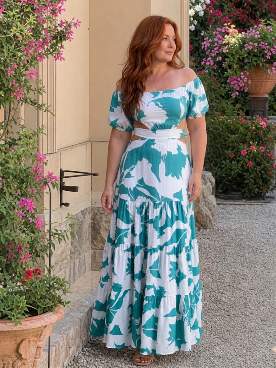 Cassia | Off Shoulder Cutout Waist Maxi Dress