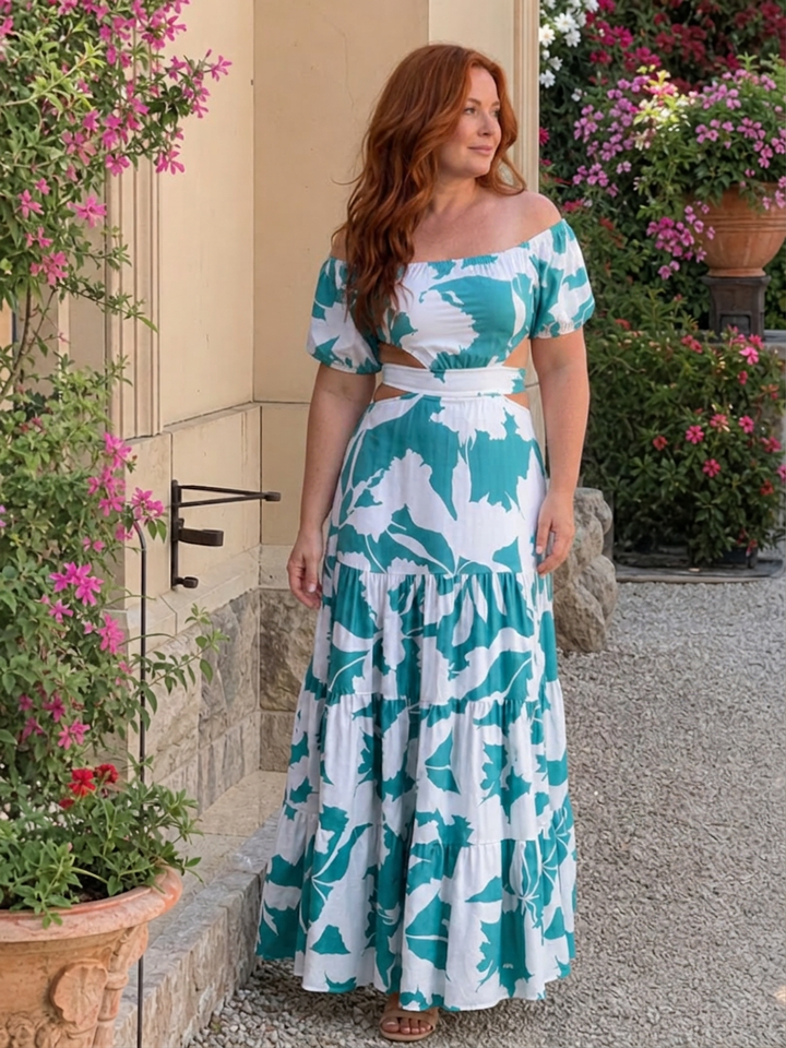 Cassia | Off Shoulder Cutout Waist Maxi Dress