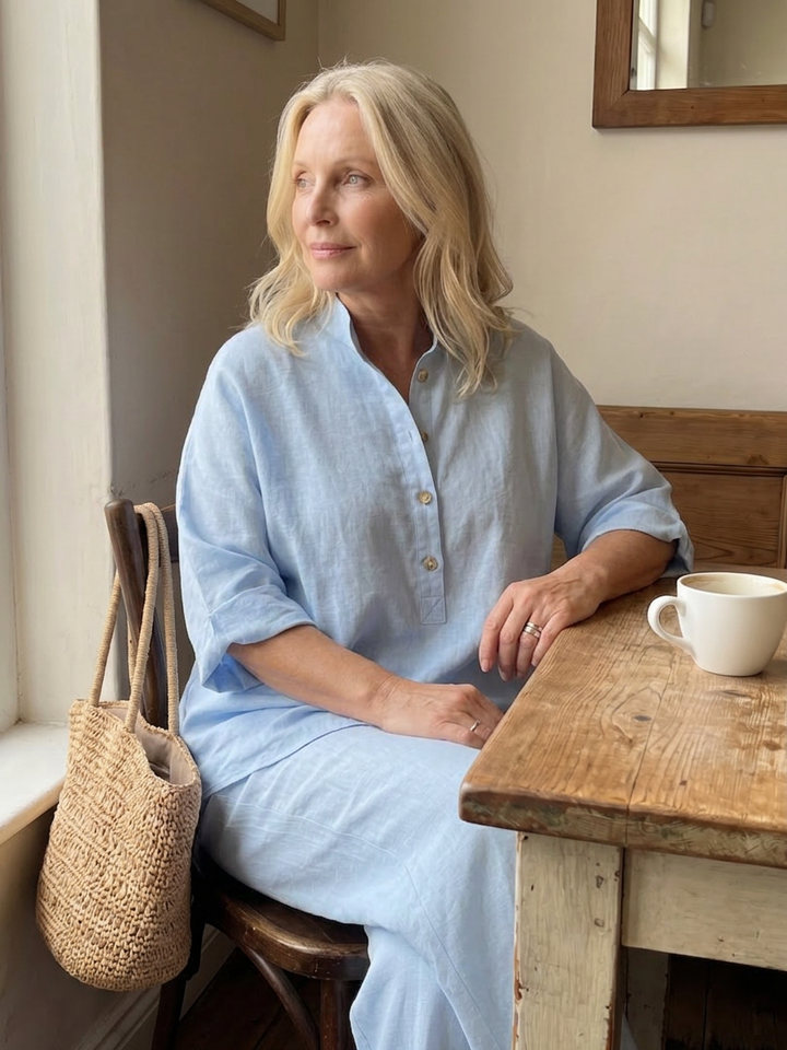 Eleni | Button Front Relaxed Tunic Pant Set
