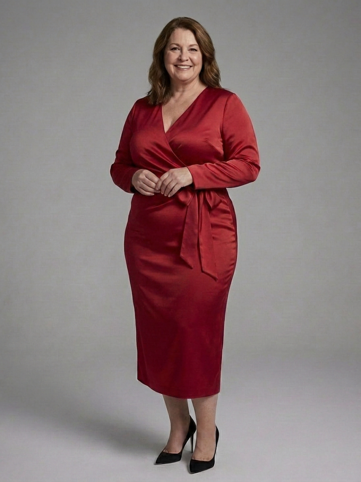 Wilhelmina | Midi Dress with Long Sleeves and Side Closure