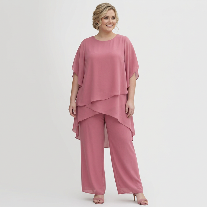 Isolde | Suit with draped palazzo pants