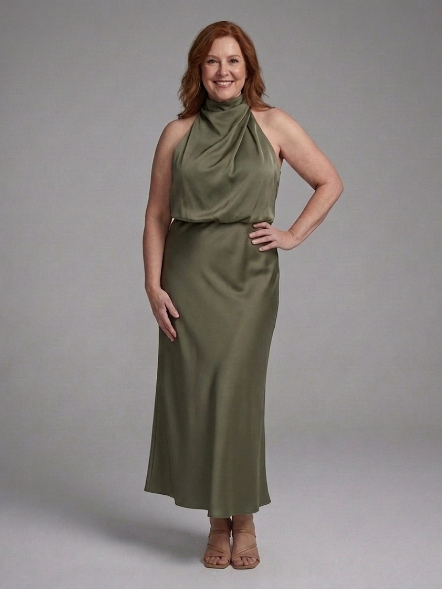 Eilwen | Midi Dress with Halter Neckline