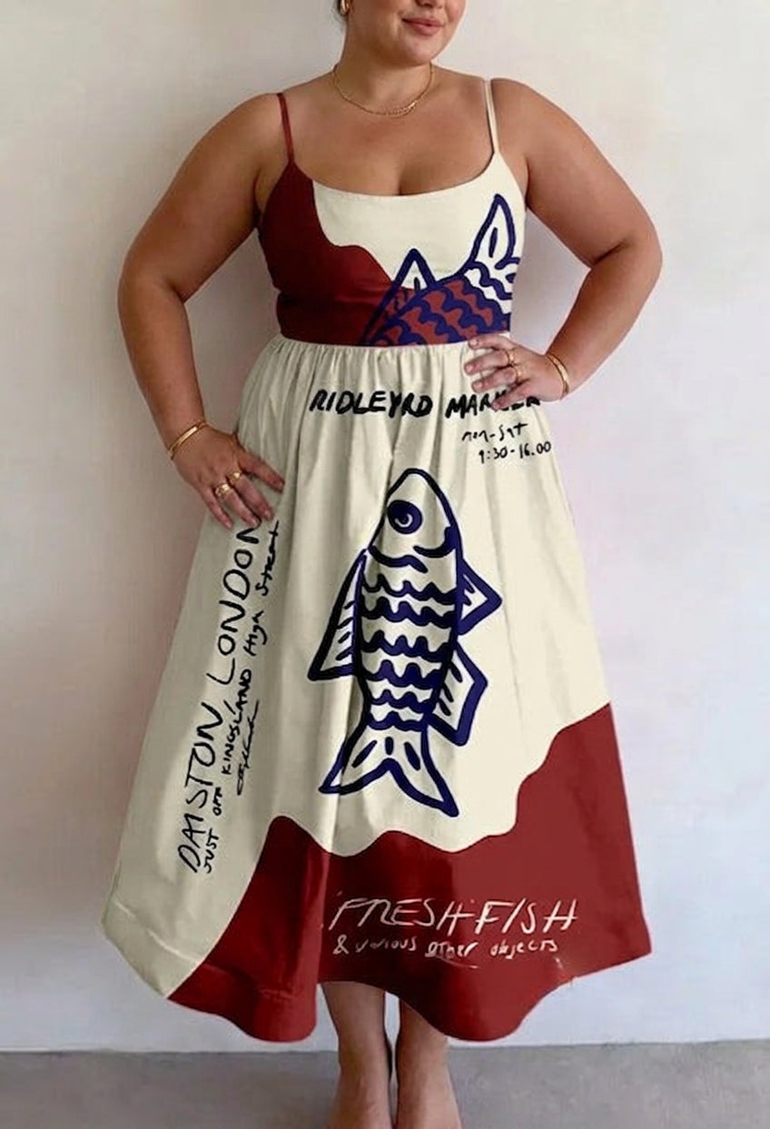 Vael | Coastal Sketch Midi Dress