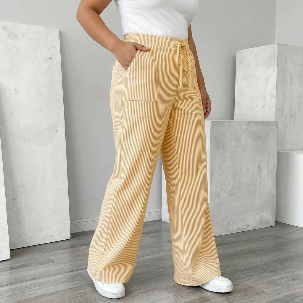 Saffron | Striped Pant With Pockets