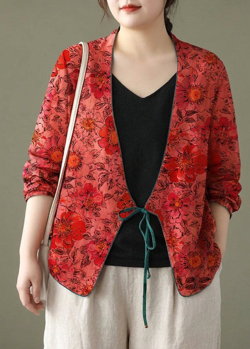 Pernille - Women Red Embroideried Long sleeve Linen Shirt