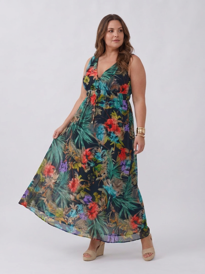 Ilse | Sleeveless Empire Waist Midi Dress