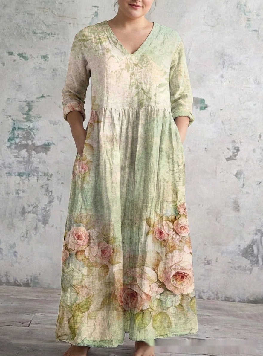 Nadia | Sage Rose Maxi Dress