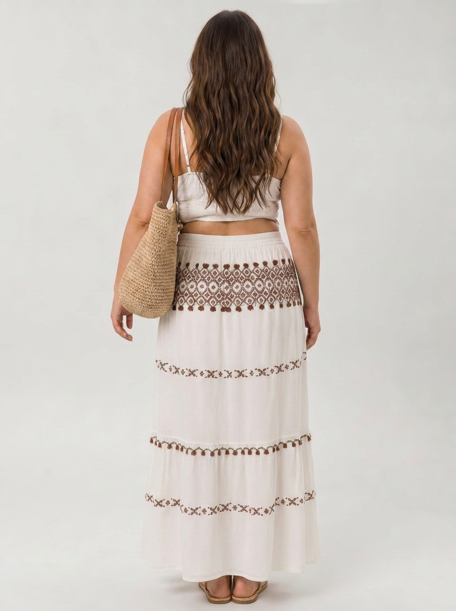Bellamy | Spaghetti Strap Embroidered Detail Midi Dress