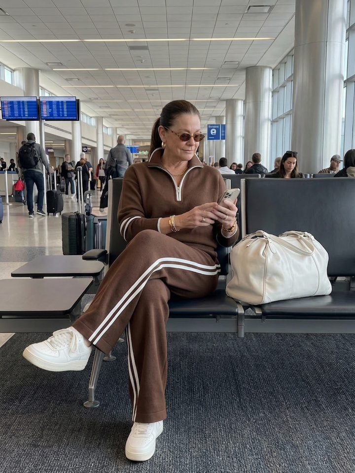 Greer | Zip Neck Long Sleeve Side Stripe Leg Pants Set