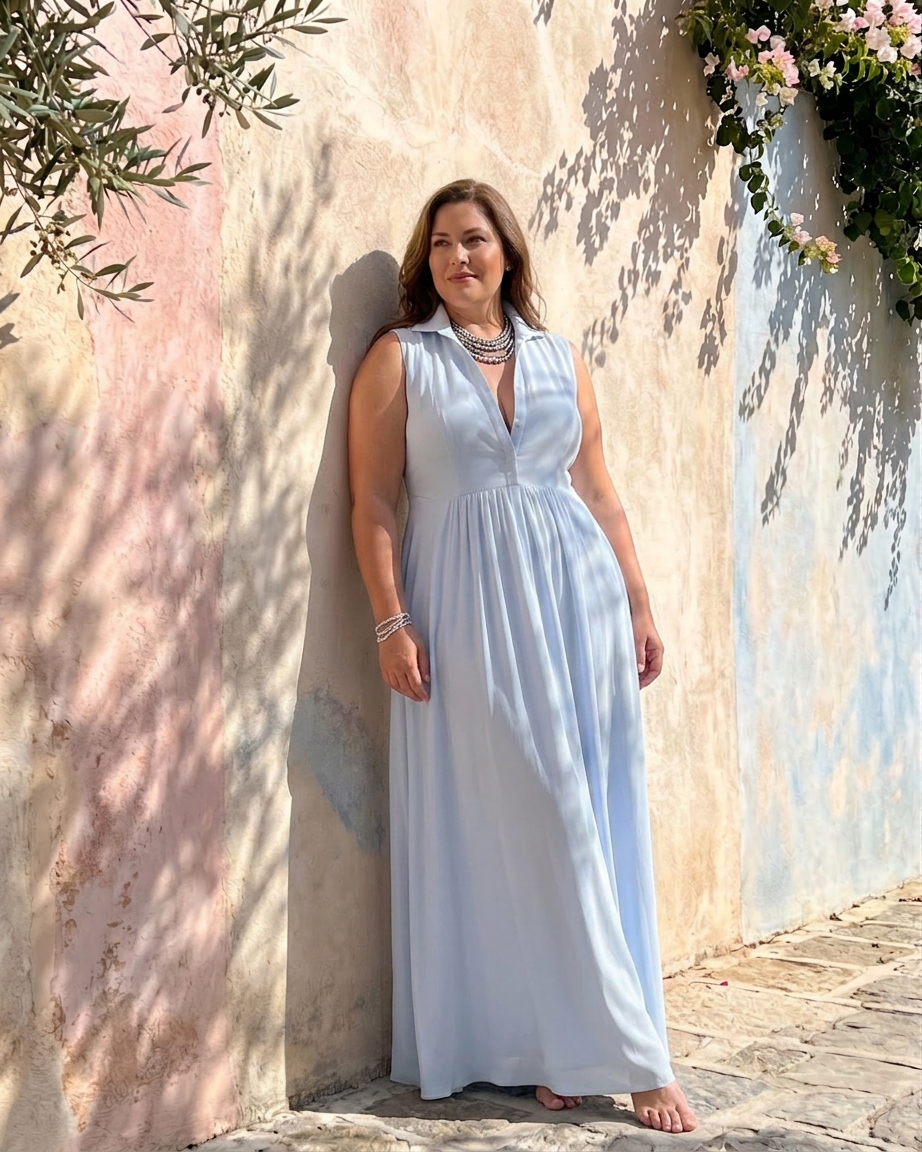 Adeline | Sleeveless Collared Flowing Wide Leg Jumpsuit