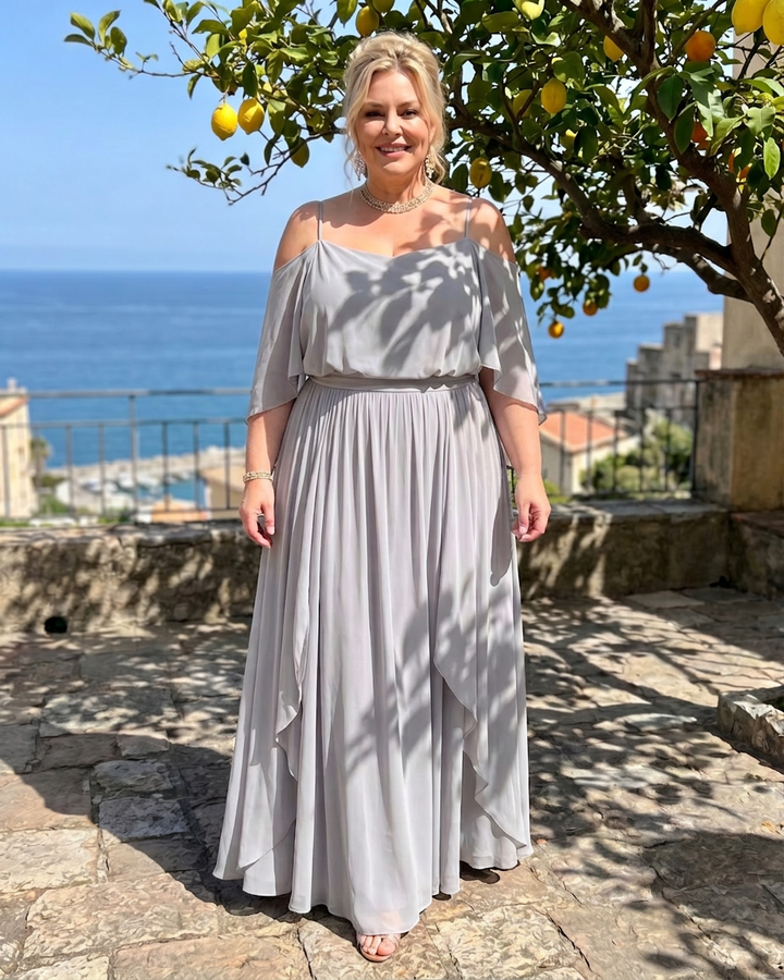 Amaya | Cold Shoulder Top And Flowing Maxi Skirt Set