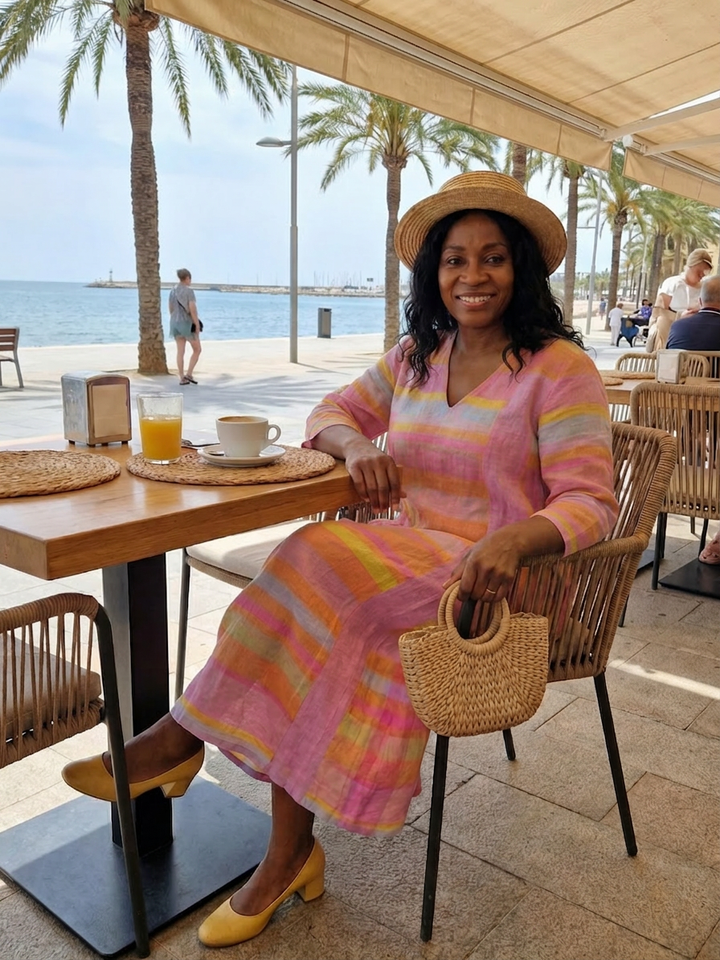 Jolie | Easy Drape Stripe Midi Dress