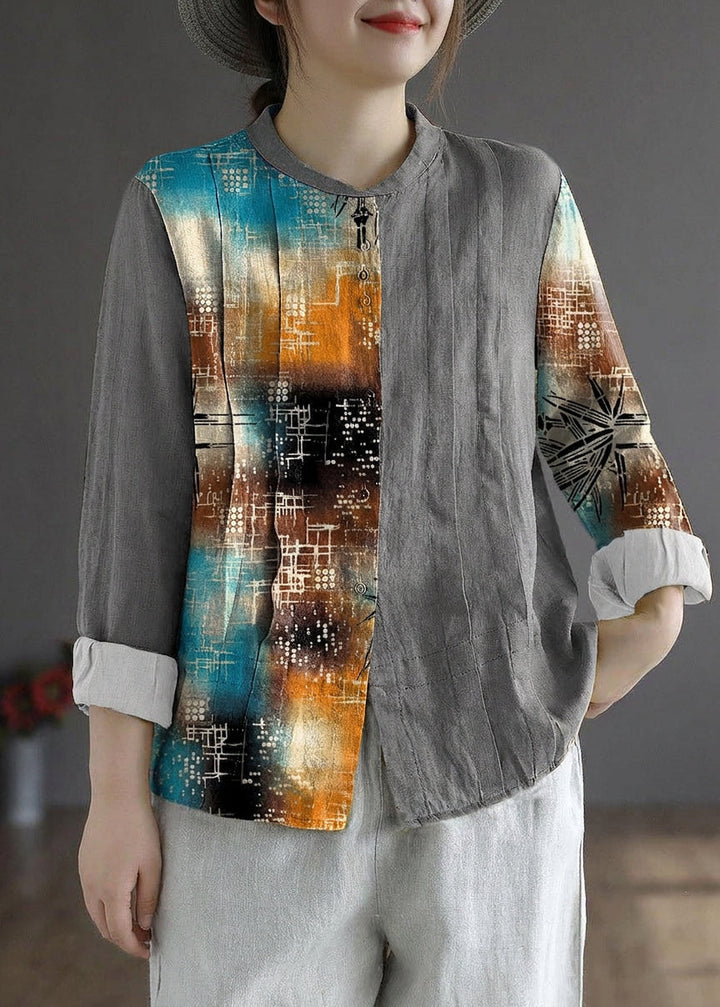 Marguerite - Women Yellow Elegant Button Fall Top Long Sleeve Linen