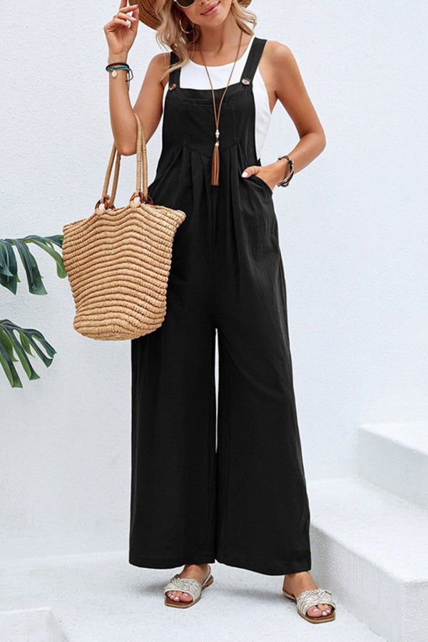 Ilse - Solid color casual suspenders overalls