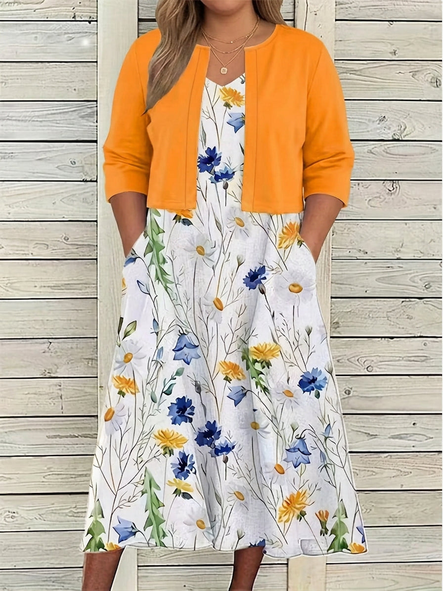 Aisha - Floral Dress Two-Piece Set