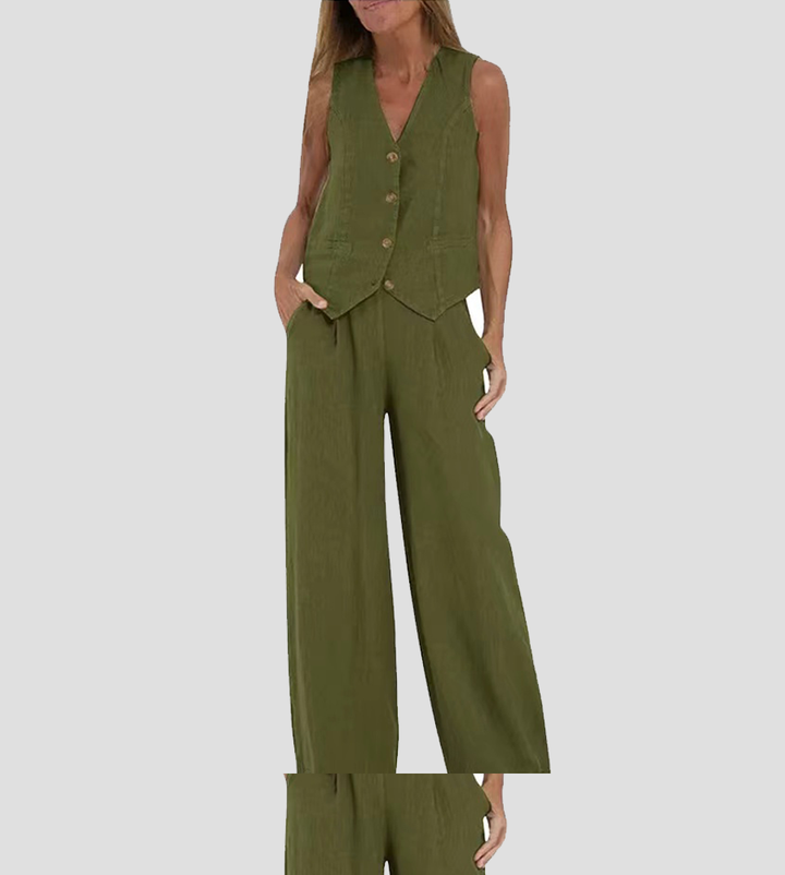 Seraphina – Co-ord Set Elegant Two-Piece With Waistcoat &amp; Pants Wide-Leg