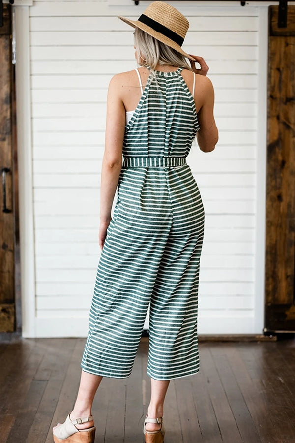 Olwen - Pretty Striped Tie Waist Jumpsuit