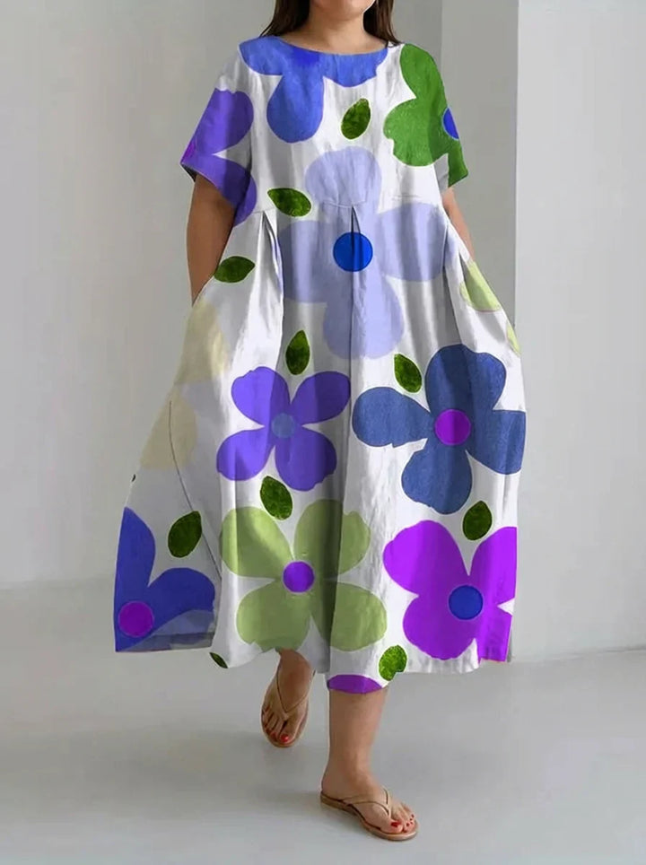 Aveline | Retro Botanical Floral Design Printed Casual Loose Dress