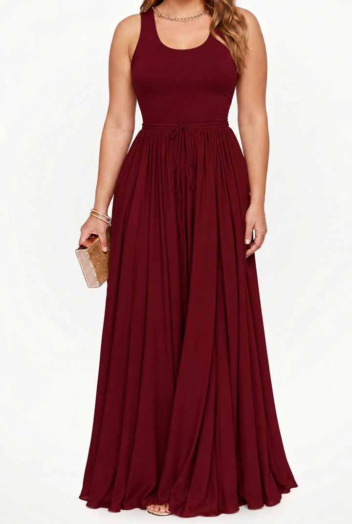 Verity – Sleeveless Pleated Halter-Neck Maxi Dress