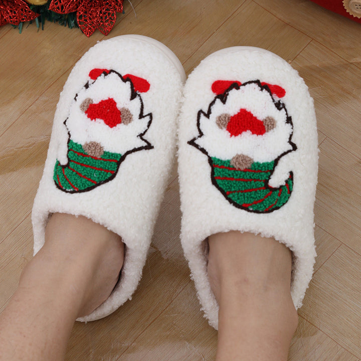 Cute Santa Claus Couple Slippers, Indoor Floor Shoes