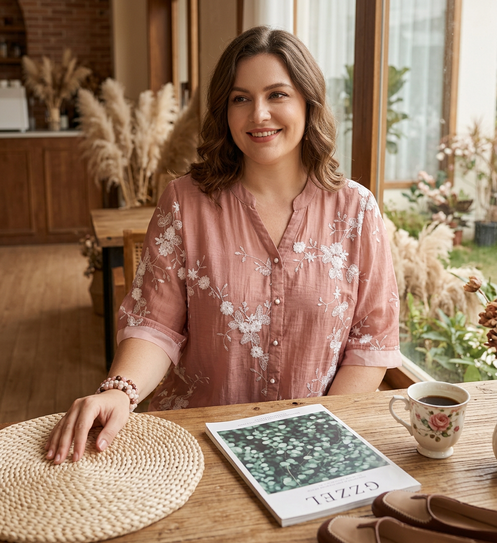 Daria - Pure Cotton Embroidered Shirt
