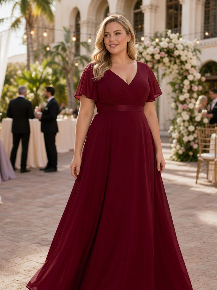 Cataleya | Short Flutter Sleeve Defined Waist Maxi Dress