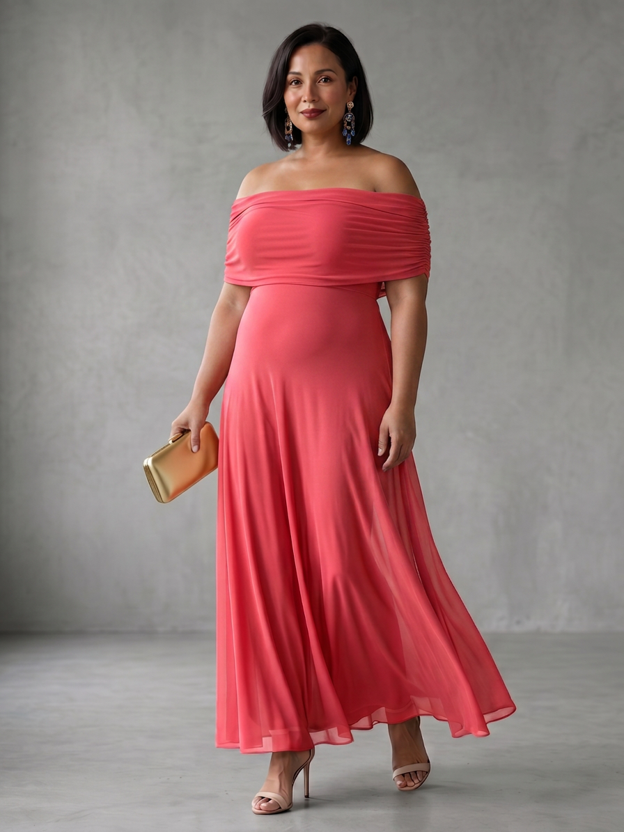 Astrid | Off Shoulder Draped Midi Dress